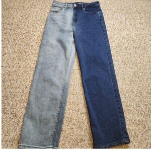 Almost Famous Color Block Denim Jeans Straight Leg Y2k Streetwear Size 5